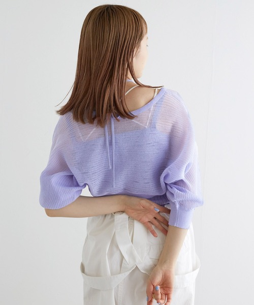 w closet(ダブルクローゼット)の「【SETアイテム】シアーボレロ&リブキャミソール(カーディガン/ボレロ・レディース・オフホワイト/ブラック/ピンク/サックスブルー/ライトブラウン・FREE)」の21枚目の写真