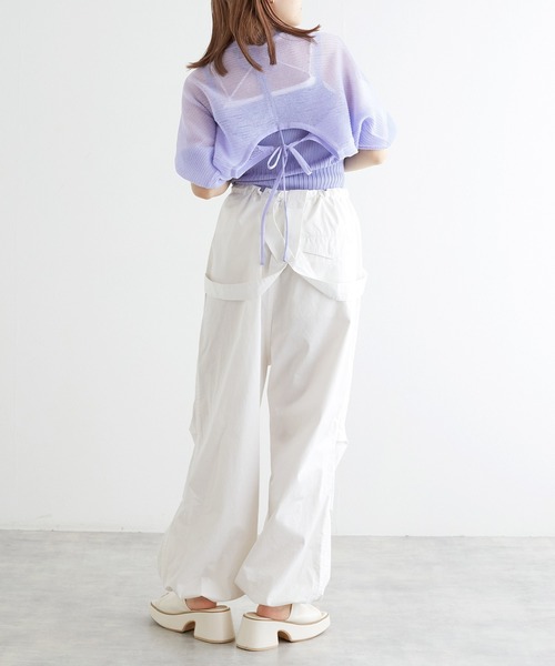 w closet(ダブルクローゼット)の「【SETアイテム】シアーボレロ&リブキャミソール(カーディガン/ボレロ・レディース・オフホワイト/ブラック/ピンク/サックスブルー/ライトブラウン・FREE)」の22枚目の写真