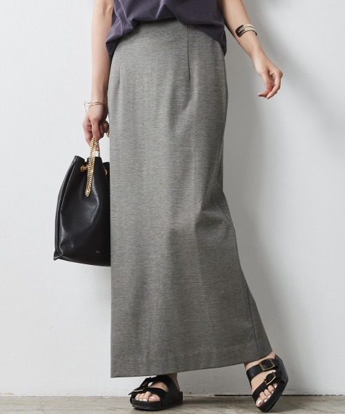 CHIC STYLE（シックスタイル）の「 カットソーマキシタイトスカート ＜大きいサイズ有＞シックスタイル（スカート・レディース・ブラック/グレー・5L/4L/LL/L/M/3L）」の2枚目の写真