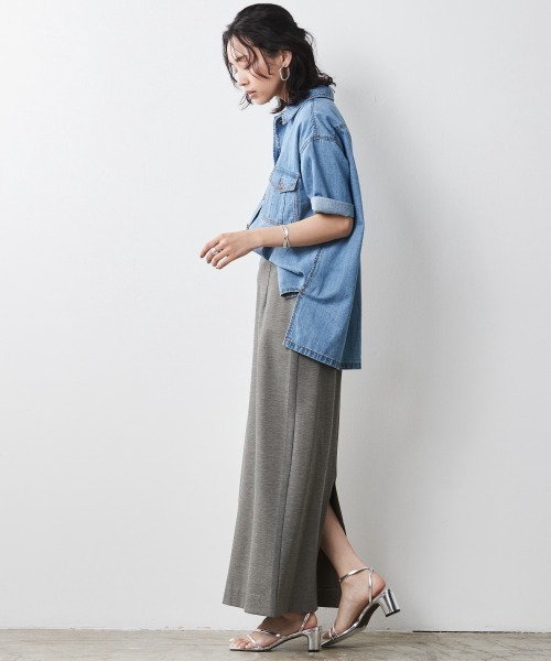 CHIC STYLE（シックスタイル）の「 カットソーマキシタイトスカート ＜大きいサイズ有＞シックスタイル（スカート・レディース・ブラック/グレー・5L/4L/LL/L/M/3L）」の7枚目の写真