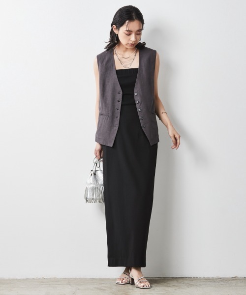 CHIC STYLE（シックスタイル）の「 カットソーマキシタイトスカート ＜大きいサイズ有＞シックスタイル（スカート・レディース・ブラック/グレー・5L/4L/LL/L/M/3L）」の6枚目の写真