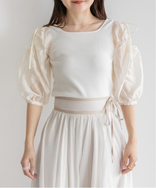 RANDA(ランダ)の「ボリュームスリーブカットプルオーバー(Tシャツ/カットソー・レディース・ブラック/ホワイト/パープル・FREE)」の5枚目の写真