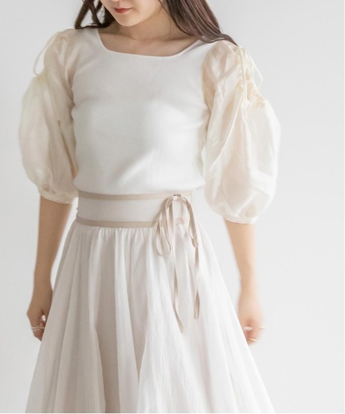 RANDA(ランダ)の「ボリュームスリーブカットプルオーバー(Tシャツ/カットソー・レディース・ブラック/ホワイト/パープル・FREE)」の8枚目の写真