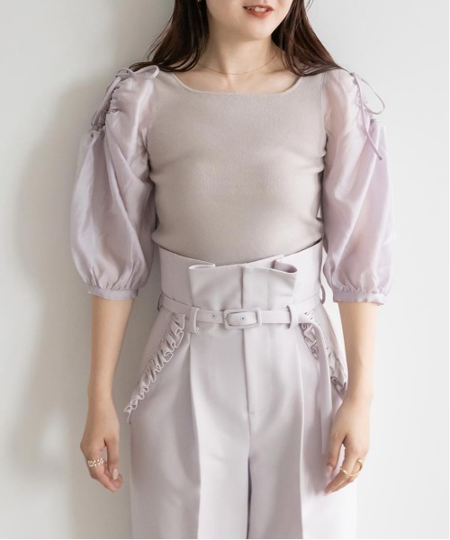 RANDA(ランダ)の「ボリュームスリーブカットプルオーバー(Tシャツ/カットソー・レディース・ブラック/ホワイト/パープル・FREE)」の17枚目の写真