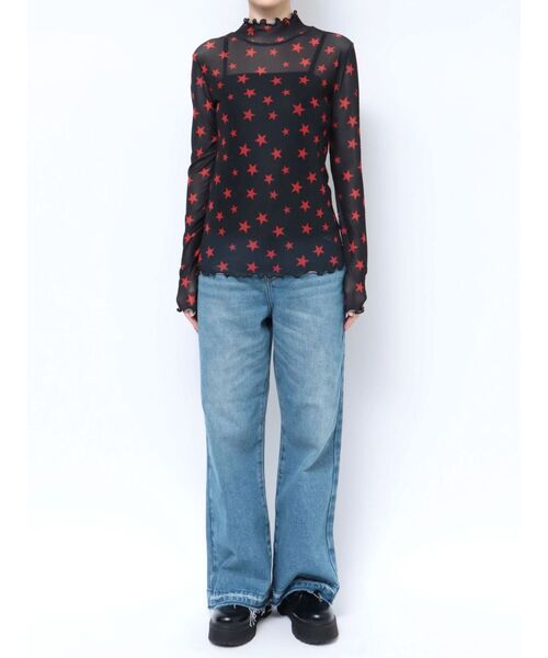 jouetie（ジュエティ）の「パターンシアーフィットトップス（Tシャツ/カットソー・レディース・ブラック/ベージュ・MEDIUM）」の10枚目の写真