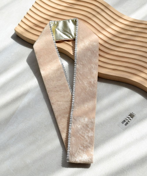 重ね衿 ラインストーン付ベロア 日本製（和装小物）｜utatane