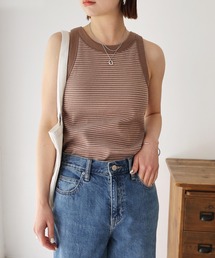 andme | カップ付きボーダーアメスリタンクトップ(タンクトップ)