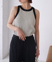andme | カップ付きボーダーアメスリタンクトップ(タンクトップ)