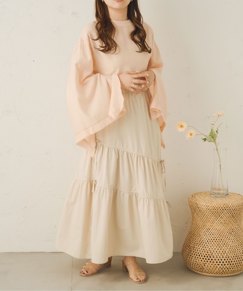 Ambre Neige(アンブルネージュ)の「アシメギャザーリボンスカート/【WEB/EC限定商品】(スカート・レディース・ブラック/アイボリー・FREE)」の6枚目の写真