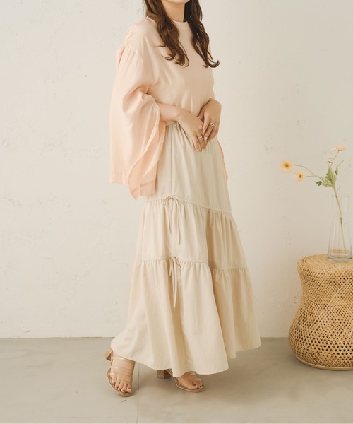 Ambre Neige(アンブルネージュ)の「アシメギャザーリボンスカート/【WEB/EC限定商品】(スカート・レディース・ブラック/アイボリー・FREE)」の7枚目の写真