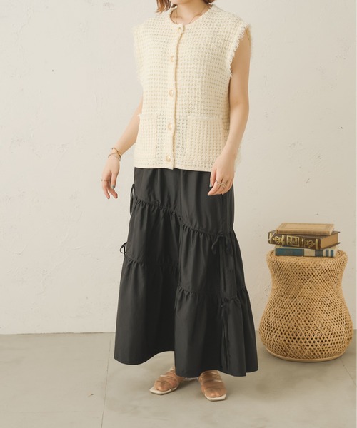 Ambre Neige(アンブルネージュ)の「アシメギャザーリボンスカート/【WEB/EC限定商品】(スカート・レディース・ブラック/アイボリー・FREE)」の10枚目の写真