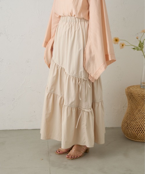 Ambre Neige(アンブルネージュ)の「アシメギャザーリボンスカート/【WEB/EC限定商品】(スカート・レディース・ブラック/アイボリー・FREE)」の13枚目の写真