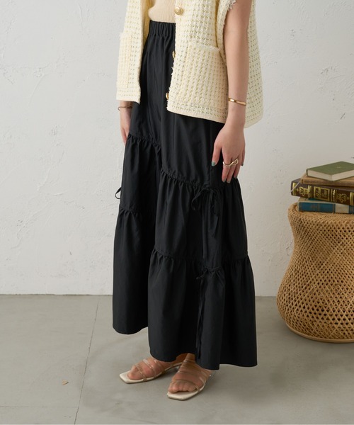 Ambre Neige(アンブルネージュ)の「アシメギャザーリボンスカート/【WEB/EC限定商品】(スカート・レディース・ブラック/アイボリー・FREE)」の15枚目の写真