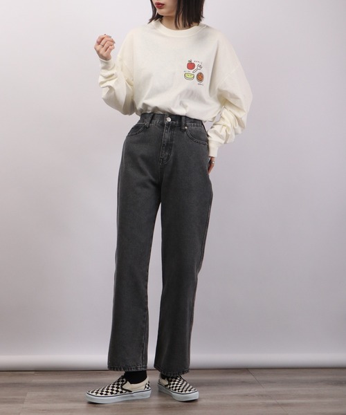 spiritoso(スピリトーゾ)の「spiritoso フルーツブリント長袖Tシャツ(Tシャツ/カットソー・レディース・オフホワイト/サーモンピンク・F)」の13枚目の写真