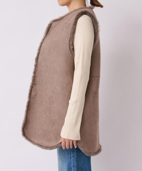 RIVE DROITE（リヴドロワ）の「リバーシブルエコファーベスト（ベスト・レディース・アイボリー/モカ・FREE）」の19枚目の写真