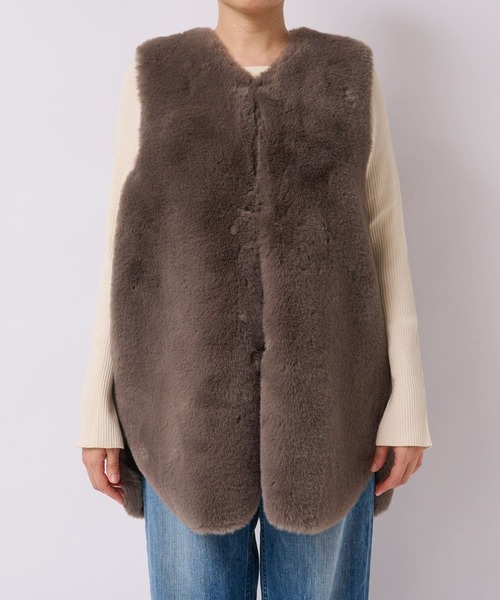 RIVE DROITE（リヴドロワ）の「リバーシブルエコファーベスト（ベスト・レディース・アイボリー/モカ・FREE）」の18枚目の写真