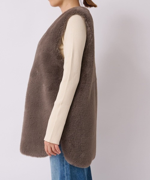 RIVE DROITE（リヴドロワ）の「リバーシブルエコファーベスト（ベスト・レディース・アイボリー/モカ・FREE）」の11枚目の写真