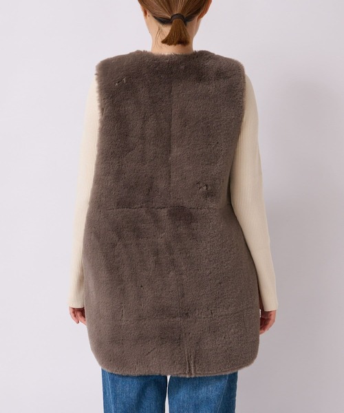 RIVE DROITE（リヴドロワ）の「リバーシブルエコファーベスト（ベスト・レディース・アイボリー/モカ・FREE）」の4枚目の写真