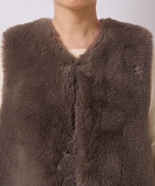 RIVE DROITE（リヴドロワ）の「リバーシブルエコファーベスト（ベスト・レディース・アイボリー/モカ・FREE）」の7枚目の写真