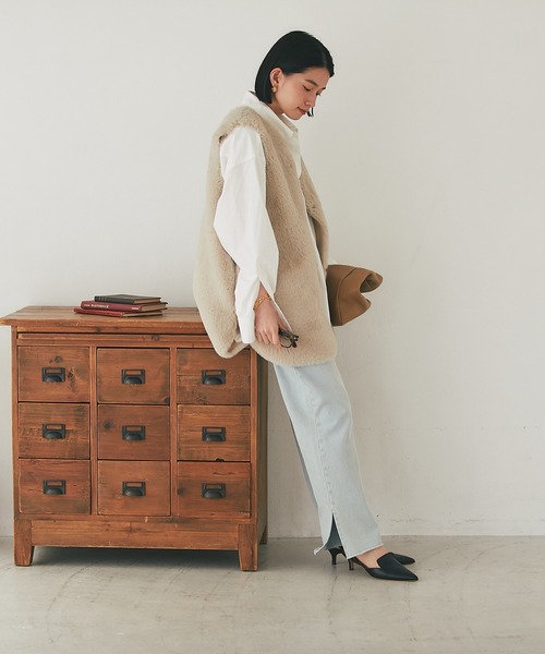 RIVE DROITE（リヴドロワ）の「リバーシブルエコファーベスト（ベスト・レディース・アイボリー/モカ・FREE）」の14枚目の写真