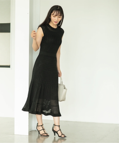 index（インデックス）の「◇透かし編みニットワンピース【洗濯機洗い