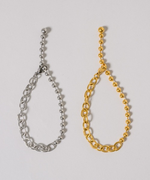 muku（ムク）の「金属アレルギー対応 切替ボールチェーンブレスレット / サージカルステンレス/316L（ブレスレット・レディース・シルバー/ゴールド・FREE）」の2枚目の写真