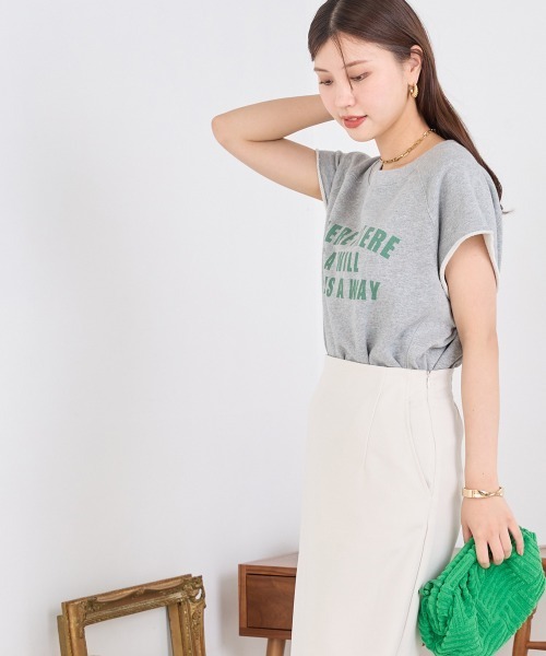 OMNES（オムネス）の「裏毛フレンチスリーブプルオーバー（Tシャツ/カットソー・レディース・ベージュ/グレー/チャコール・FREE）」の5枚目の写真