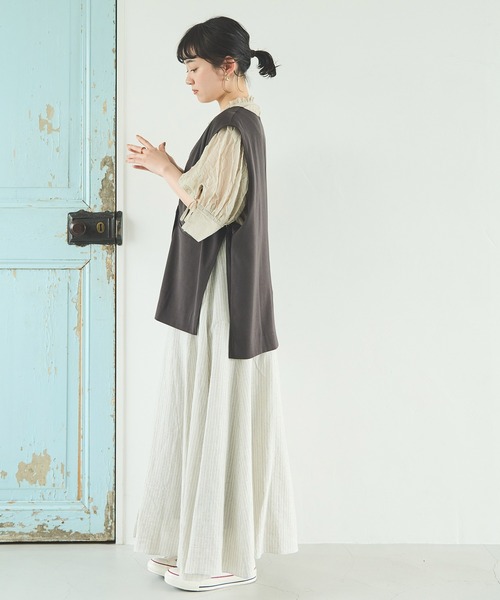 Crisp（クリスプ）の「シアーフリルボリュームブラウス（シャツ/ブラウス・レディース・ブラック/グリーン/ベージュ・FREE）」の16枚目の写真