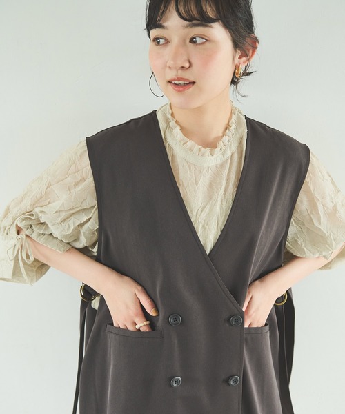 Crisp（クリスプ）の「シアーフリルボリュームブラウス（シャツ/ブラウス・レディース・ブラック/グリーン/ベージュ・FREE）」の17枚目の写真