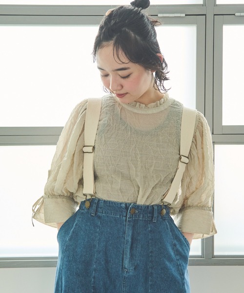 Crisp（クリスプ）の「シアーフリルボリュームブラウス（シャツ/ブラウス・レディース・ブラック/グリーン/ベージュ・FREE）」の21枚目の写真