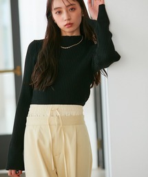 VIS | 【洗える】モックネック袖スリットリブニット(ニット/セーター)