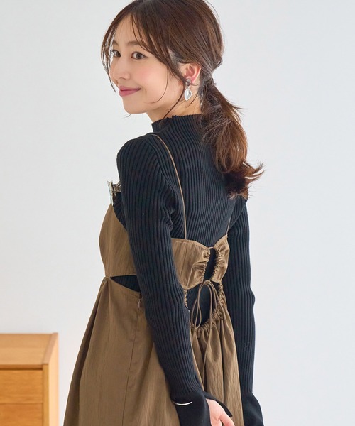 VIS(ビス)の「【洗える】モックネック袖スリットリブニット(ニット/セーター・レディース・ブラック/グレー/ライトグリーン/パープル系その他/キナリ・FREE)」の10枚目の写真