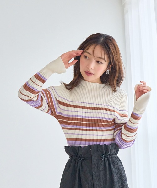 VIS(ビス)の「【洗える】モックネック袖スリットリブニット(ニット/セーター・レディース・ブラック/グレー/ライトグリーン/パープル系その他/キナリ・FREE)」の12枚目の写真