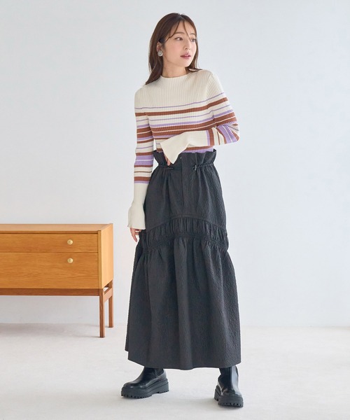 VIS(ビス)の「【洗える】モックネック袖スリットリブニット(ニット/セーター・レディース・ブラック/グレー/ライトグリーン/パープル系その他/キナリ・FREE)」の14枚目の写真