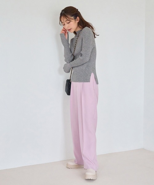 VIS(ビス)の「【洗える】モックネック袖スリットリブニット(ニット/セーター・レディース・ブラック/グレー/ライトグリーン/パープル系その他/キナリ・FREE)」の17枚目の写真