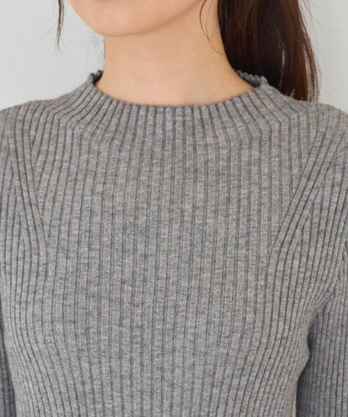 VIS(ビス)の「【洗える】モックネック袖スリットリブニット(ニット/セーター・レディース・ブラック/グレー/ライトグリーン/パープル系その他/キナリ・FREE)」の21枚目の写真
