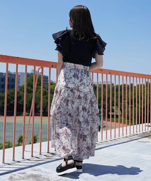 MAJESTIC LEGON（マジェスティックレゴン）の「ダブルフレアースリーブトップス（Tシャツ/カットソー・レディース・アイボリー/ブラック/ブルー・MEDIUM）」の13枚目の写真