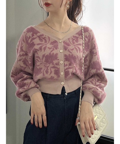 dazzlin（ダズリン）の「フラワーシャギーカーデトップス（カーディガン/ボレロ・レディース・ピンク/ブルー/アイボリー・FREE）」の3枚目の写真