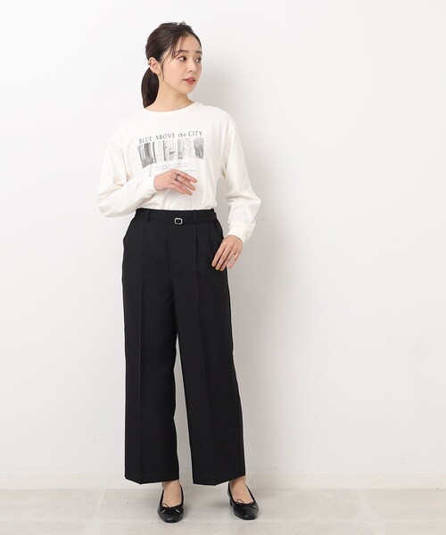 DRESKIP(ドレスキップ)の「◆センタープレスできちんと見え ベルト付き タックワイドパンツ(その他パンツ・レディース・ブラック/サンドベージュ/カーキ・03/04/02)」の4枚目の写真