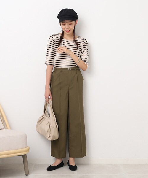 DRESKIP(ドレスキップ)の「◆センタープレスできちんと見え ベルト付き タックワイドパンツ(その他パンツ・レディース・ブラック/サンドベージュ/カーキ・03/04/02)」の10枚目の写真