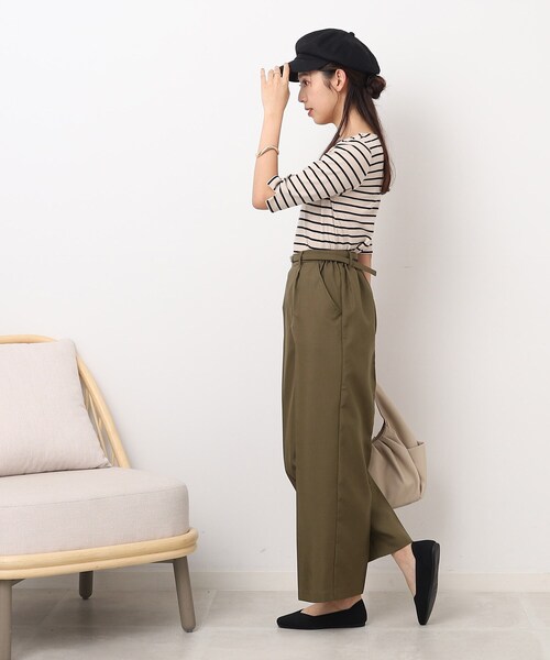 DRESKIP(ドレスキップ)の「◆センタープレスできちんと見え ベルト付き タックワイドパンツ(その他パンツ・レディース・ブラック/サンドベージュ/カーキ・03/04/02)」の11枚目の写真