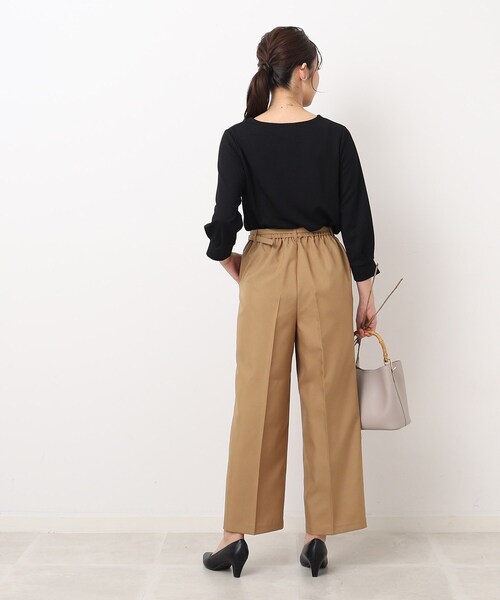 パンツドレス ベージュ ベルト付き レディースのパンツドレス