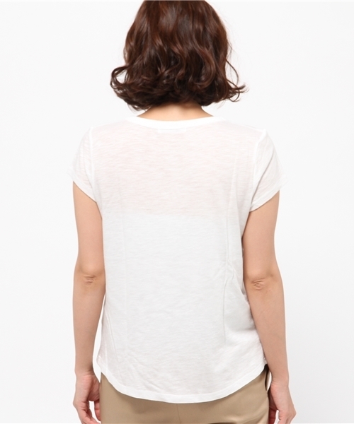 DouDou（ドゥドゥ）の「【DouDou】サングラスTシャツ（Tシャツ/カットソー・レディース・オフホワイト/サックスブルー/グリーン・FREE）」の6枚目の写真