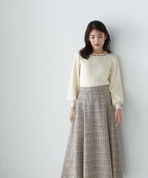 ◇【美人百花掲載】ファンシーツイードフレアスカート