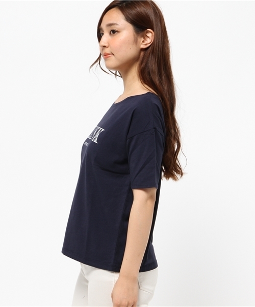 OUTLET（アウトレット）の「【Discoat Petit】ボートネックロゴT5S（Tシャツ/カットソー・レディース・ネイビー/カーキ・FREE）」の4枚目の写真