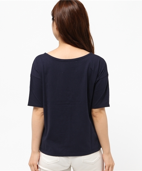 OUTLET（アウトレット）の「【Discoat Petit】ボートネックロゴT5S（Tシャツ/カットソー・レディース・ネイビー/カーキ・FREE）」の5枚目の写真