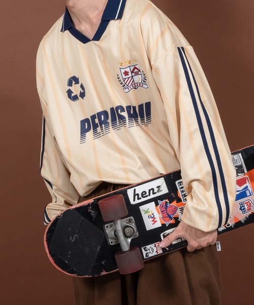 Perushu（ペルーシュ）の「サッカーデザインゲームシャツ（Tシャツ/カットソー・メンズ・ネイビー/ベージュ・LARGE/MEDIUM）」の4枚目の写真