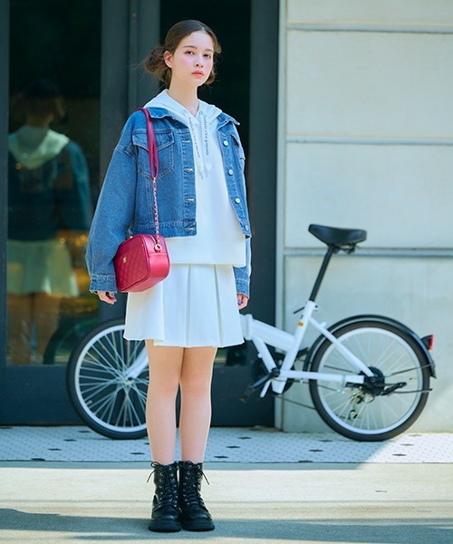 LOVETOXIC(ラブトキシック)の「ダンボールタックフレアスカパン(スカート・キッズ・オフホワイト/トップグレー/ブラック・S/L/M)」の12枚目の写真