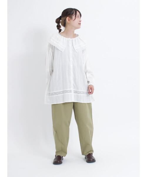 Samansa Mos2（サマンサ モスモス）の「フリル襟レースブラウス（シャツ/ブラウス・レディース・ブラック/オフホワイト/ベージュ・F）」の9枚目の写真