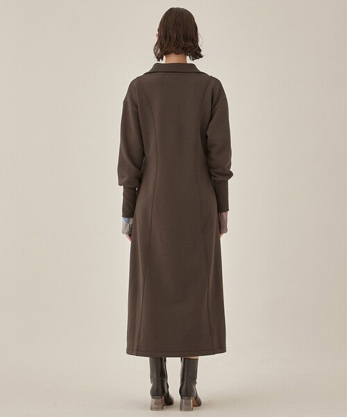 PUBLIC TOKYO（パブリックトウキョウ）の「ハーフジップスエットワンピ（ワンピース・レディース・ダークグレー/アイボリー・FREE）」の12枚目の写真